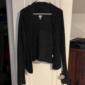 Converse Women's Heathered Charcoal Cardigan Sweater